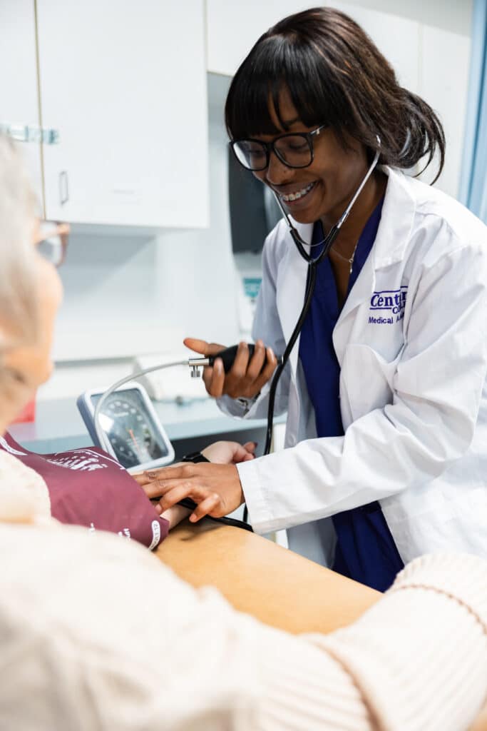 Centura College medical program student during lab session